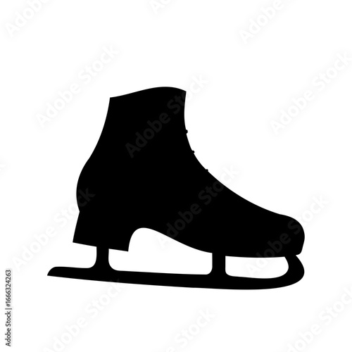 A stark black and white image of a vintage style ice skate
