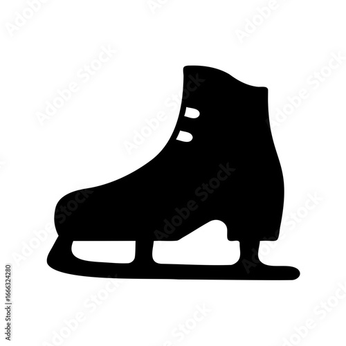 Simple black silhouette of an ice skate isolated on white background
