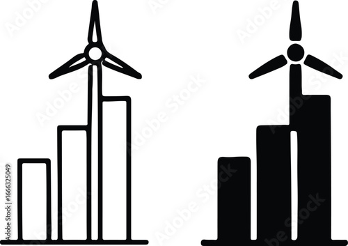 Renewable Power Metrics Symbol – Dual-Style Wind Turbine and Data Bars