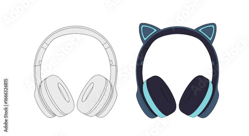 Stylish wireless headphones featuring classic white and trendy cat ear designs for enhanced audio experiences and personal expression