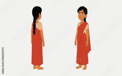 indian village girls cartoon character. This character is the best for your animation videos.