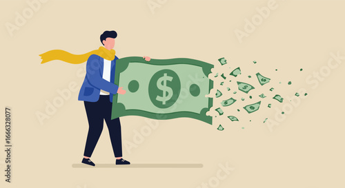 Financial loss, money devaluation, disappearing dollar, economic instability, inflation impact, spending risk, currency decay, budget stress, finance decline, crisis