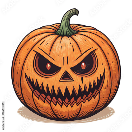 Evil Black Pumpkin Jack O’Lantern – Halloween Scary Pumpkin Vector Illustration,transparent background,vector file,4k,2025