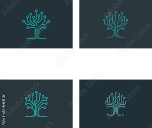Digital tree of life symbolizing technology, binary data and growth