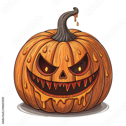Evil Black Pumpkin Jack O’Lantern – Halloween Scary Pumpkin Vector Illustration,transparent background,vector file,4k,2025