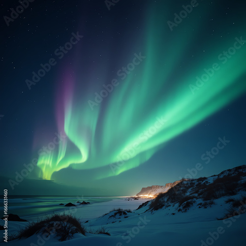 Wallpaper Mural aurora borealis above the mountains Torontodigital.ca