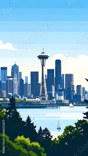 Seattle skyline illustration