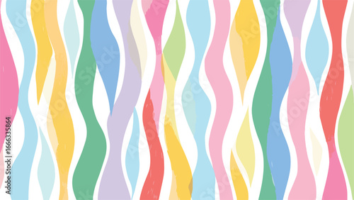  vibrant abstract pattern featuring flowing wavy lines in various pastel colors.