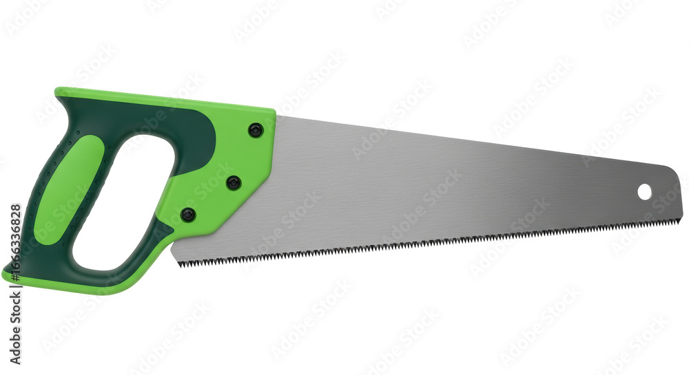 Isolated Saw with Green Handle Isolated Saw with Green Handle