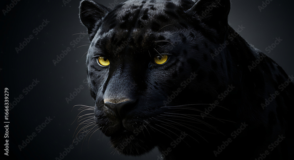 Obraz premium Majestic Black Panther with Intense Yellow Eyes