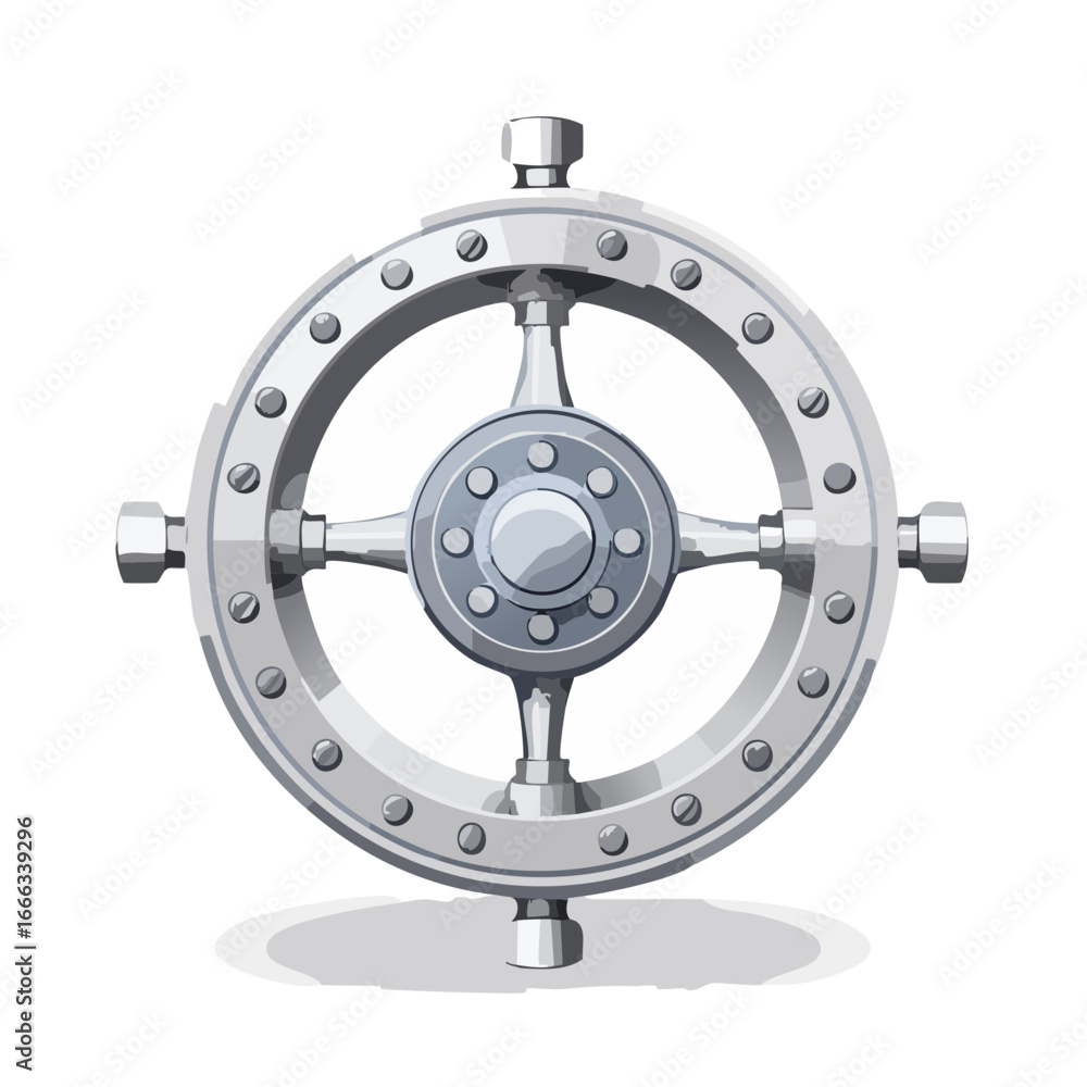 Fototapeta premium Steel wheel with bolts vintage machinery element graphic silver metal