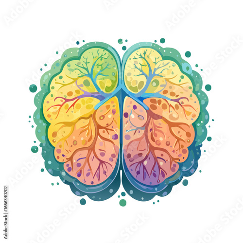 Brain illustration with tree branches inside for concepts like mental health mind power creativity and innovative thinking