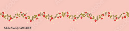 Cute hand drawn strawberry seamless pattern, lovely floral background, great for textiles, banners, wallpapers, wrapping - vector design