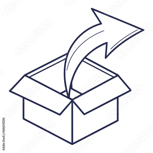 Share Arrow Line Icon Box with Outgoing Arrow Outline in Vector SVG