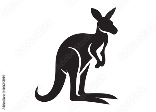 kangaroo logo silhouette vector, kangaroo logo vector illustration, wallaby logo vector silhouette, animal silhouette vector, wild animals kangaroo logo silhouette vector on white background.