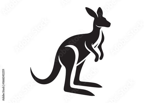 kangaroo logo silhouette vector, kangaroo logo vector illustration, wallaby logo vector silhouette, animal silhouette vector, wild animals kangaroo logo silhouette vector on white background.
