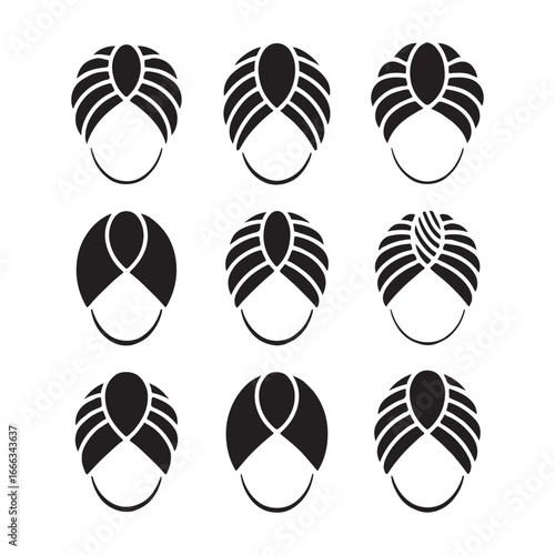 Minimal turban icon set on white background