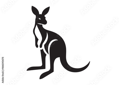 kangaroo logo silhouette vector, kangaroo logo vector illustration, wallaby logo vector silhouette, animal silhouette vector, wild animals kangaroo logo silhouette vector on white background.