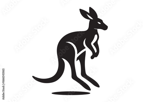 kangaroo logo silhouette vector, kangaroo logo vector illustration, wallaby logo vector silhouette, animal silhouette vector, wild animals kangaroo logo silhouette vector on white background.