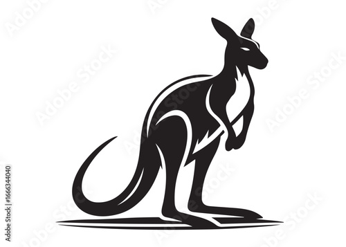 kangaroo logo silhouette vector, kangaroo logo vector illustration, wallaby logo vector silhouette, animal silhouette vector, wild animals kangaroo logo silhouette vector on white background.
