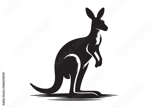 kangaroo logo silhouette vector, kangaroo logo vector illustration, wallaby logo vector silhouette, animal silhouette vector, wild animals kangaroo logo silhouette vector on white background.