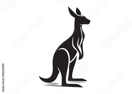 kangaroo logo silhouette vector, kangaroo logo vector illustration, wallaby logo vector silhouette, animal silhouette vector, wild animals kangaroo logo silhouette vector on white background.