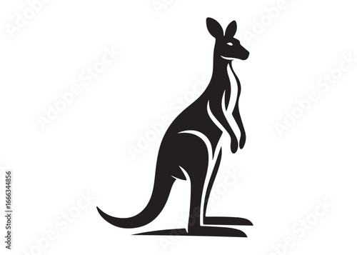 kangaroo logo silhouette vector, kangaroo logo vector illustration, wallaby logo vector silhouette, animal silhouette vector, wild animals kangaroo logo silhouette vector on white background.