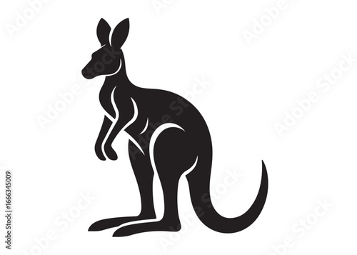 kangaroo logo silhouette vector, kangaroo logo vector illustration, wallaby logo vector silhouette, animal silhouette vector, wild animals kangaroo logo silhouette vector on white background.
