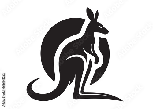 kangaroo logo silhouette vector, kangaroo logo vector illustration, wallaby logo vector silhouette, animal silhouette vector, wild animals kangaroo logo silhouette vector on white background.