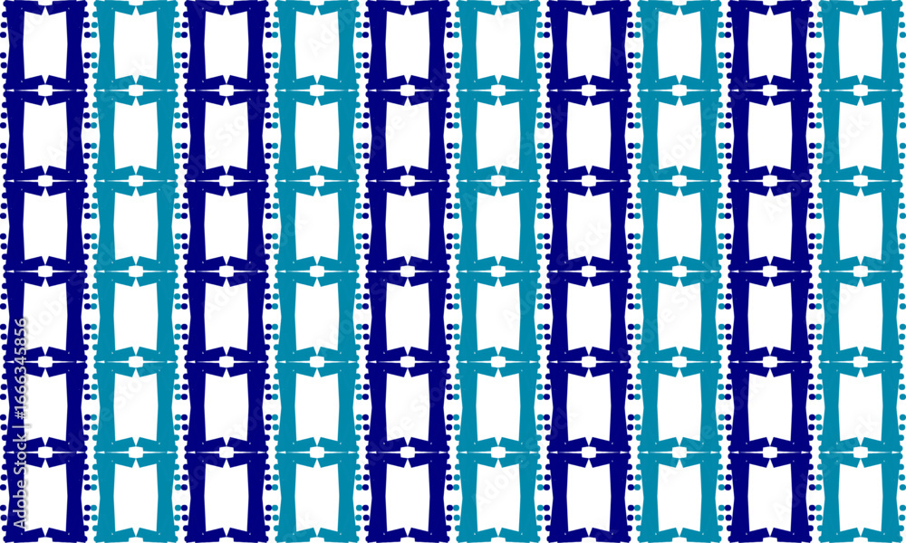 Obraz premium vintage two tone green and Blue rectangle block arrange in square vertical column grid seamless Pattern design for fabric printing, vintage patter