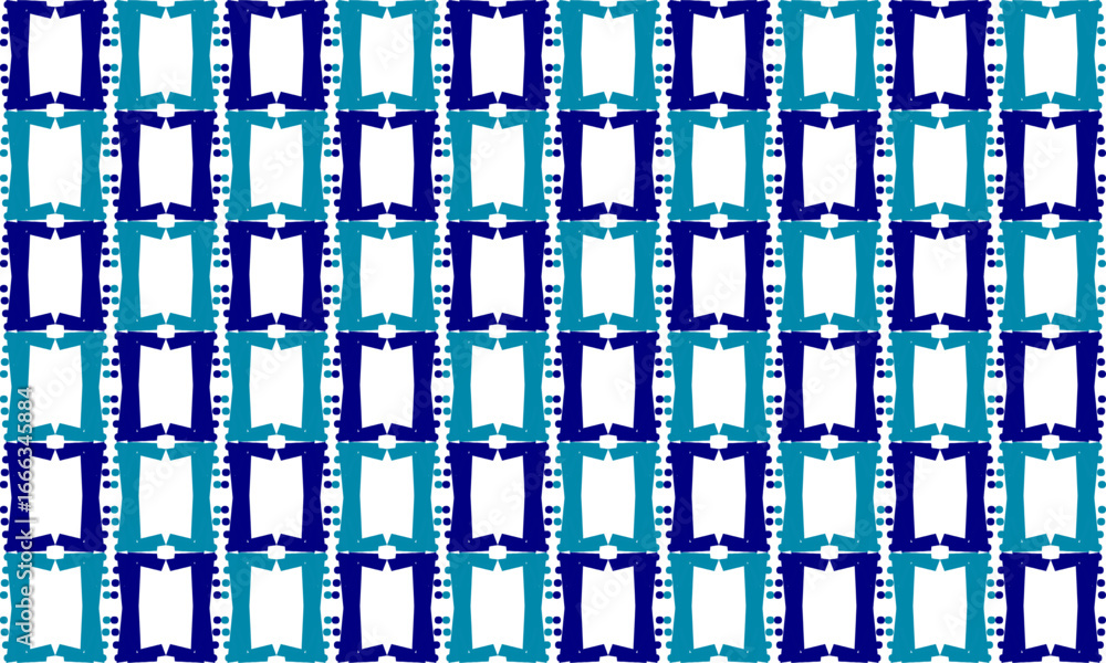 Obraz premium Two tone blue vintage frame square Checkerboard repeat pattern, replete image, design for fabric design printing