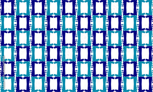 Two tone blue vintage frame square Checkerboard repeat pattern, replete image, design for fabric design printing