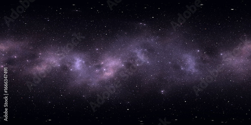 360 degree space nebula. Giant interstellar cloud with stars, equirectangular projection, environment map. Spherical panorama. 3D rendering, Fractal image