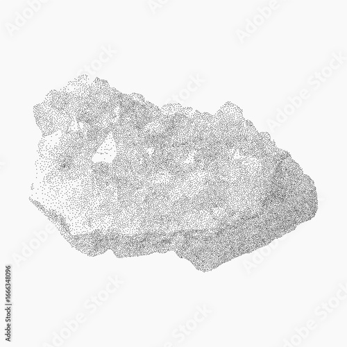 Transparent mineral with visible texture. Stipple detail, faded halftone, dusty print noise and subtle photocopy blur.