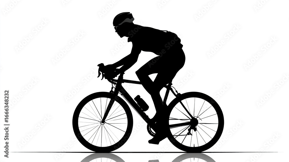 Naklejka premium Cyclist on the road bike silhouette vector on white background