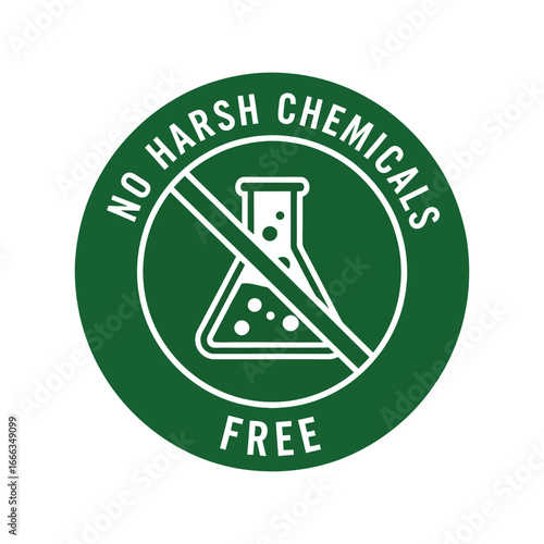 No harsh chemicals free eco friendly green circle symbol with test tube icon vector