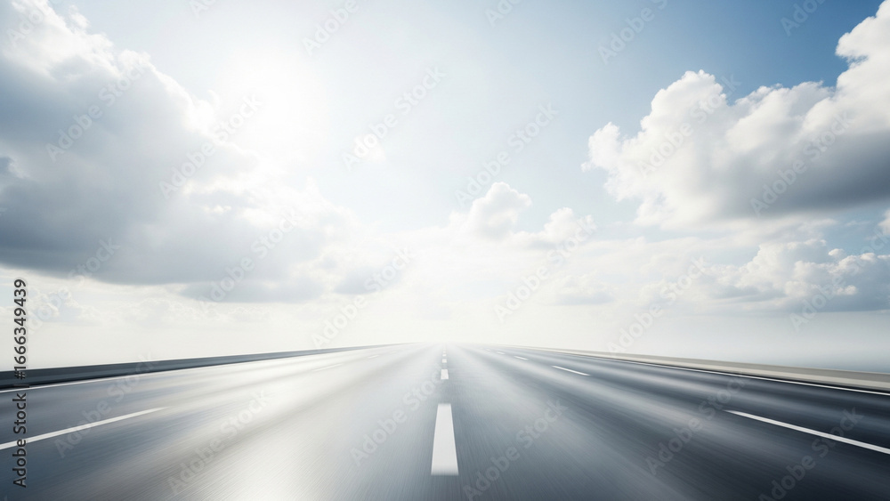 Fototapeta premium Glossy Road Cutting Through Dramatic Clouds – Cinematic Premium Landscape