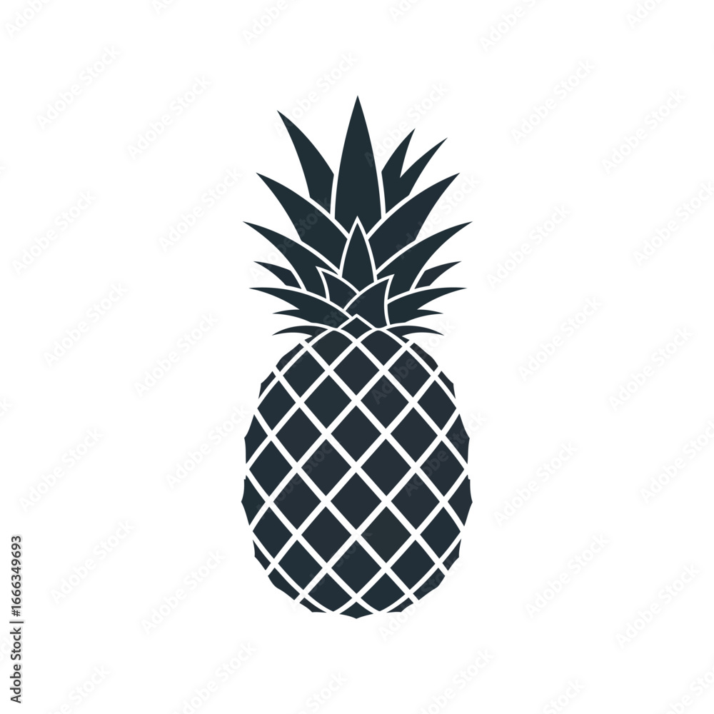 Obraz premium Stylized minimalist pineapple silhouette fresh tropical fruit vector illustration vector