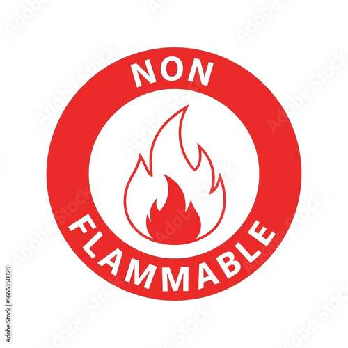 Non flammable safety symbol icon fire hazard warning sign vector
