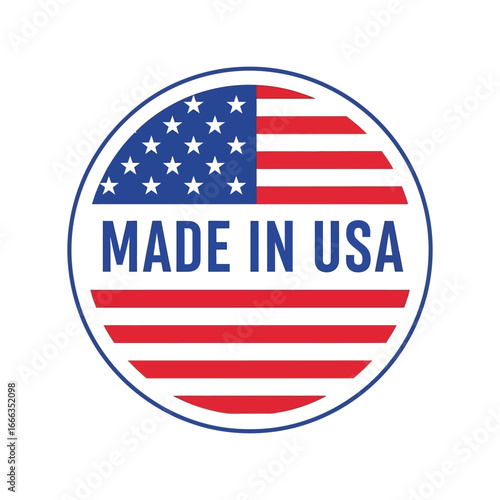 American made emblem proudly displaying united states flag and text made in usa vector