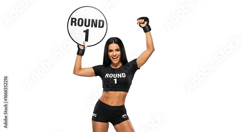 MMA Ring Girl Holding a Round Sign