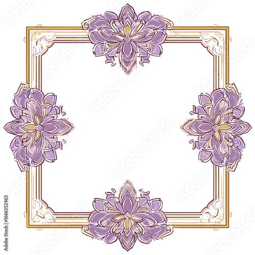 Elegant Floral Frame: An artistic and opulent floral frame with detailed, stylized flower elements surrounding an empty, inviting space.
