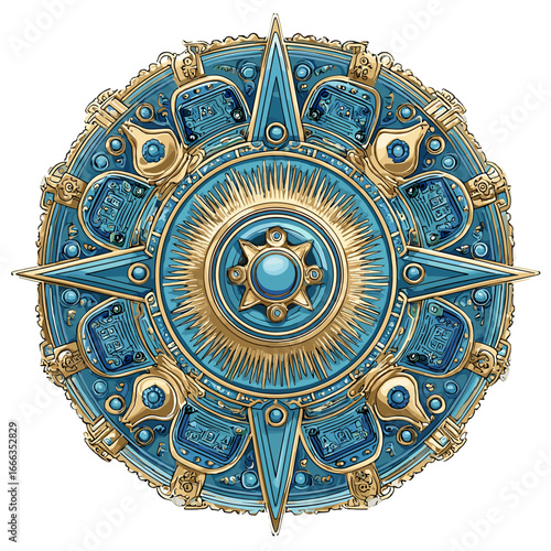 Mystical Compass: A captivating illustration showcases a detailed, ornate compass rose with intricate design elements. Crafted with vivid hues and opulent textures.