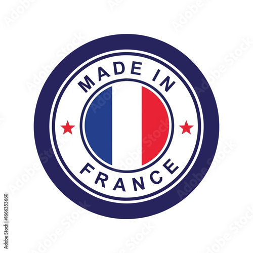 French emblem seal origin certification stamp country french flag symbol approval guarantee vector