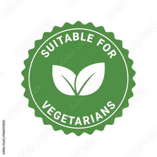 Green vegetarian seal emblem for healthy food products and labels vector