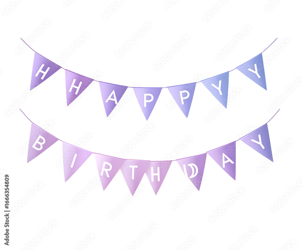 Obraz premium Happy Birthday bunting in purple and lavender.
