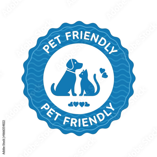 Pet friendly emblem with dog cat butterfly icons accept animals welcome sign approval vector