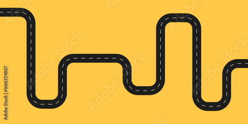Looped road on orange background, abstract highway illustration, minimal vector design for travel, navigation, and transportation themes.