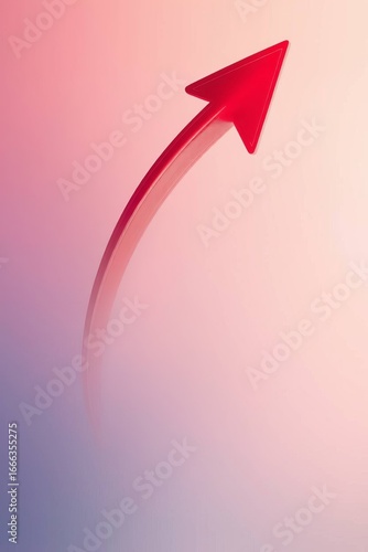 A red arrow growth up, investment profit increase, growing sales and revenue, minimalist tech