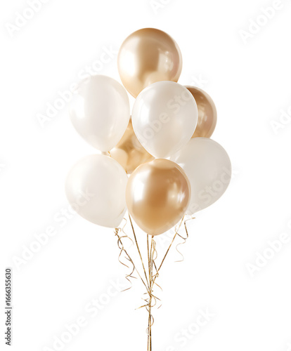 Elegant bunch of cream and gold balloons.